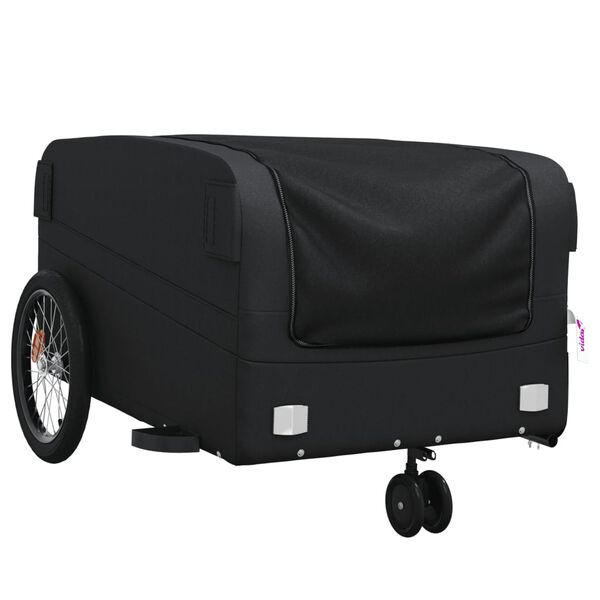 vidaXL Remorque de v&eacute;lo noir 45 kg fer