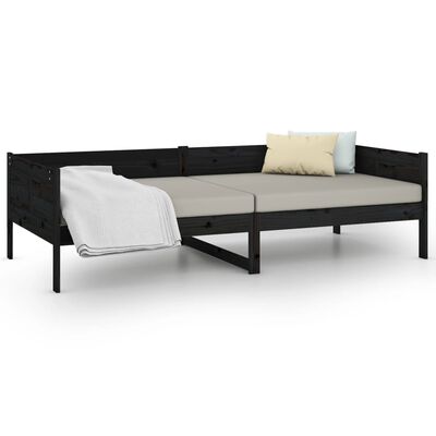 vidaXL Lit de jour sans matelas noir bois de pin massif 90x190 cm