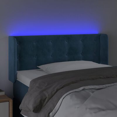 vidaXL Tête de lit à LED Bleu foncé 103x16x78/88 cm Velours