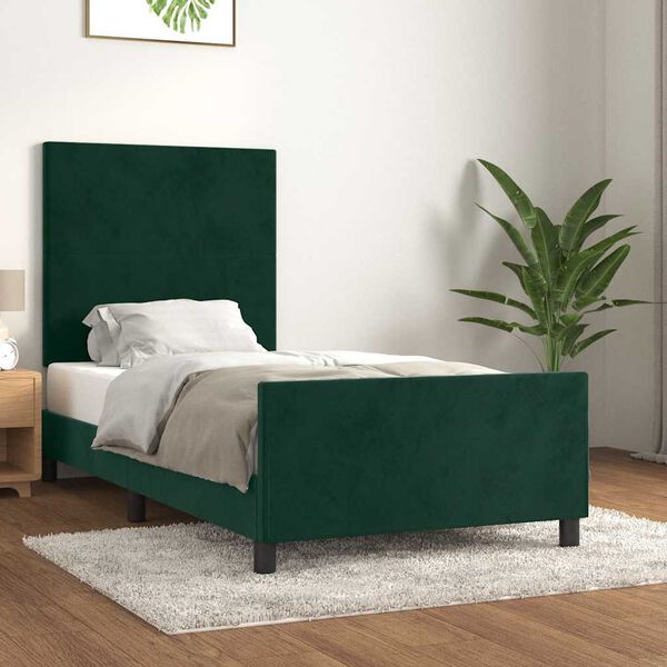 vidaXL Cadre de lit sans matelas vert fonc&eacute; 80x200 cm velours