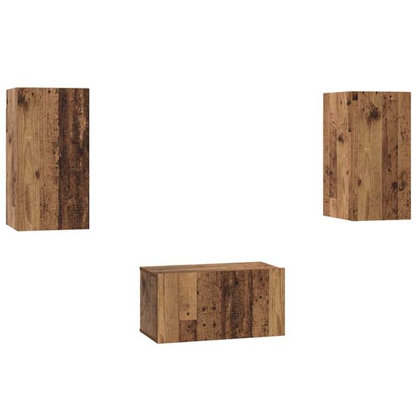 vidaXL Ensemble meuble TV 3 pcs Bois Ancien Bois d'ing&eacute;nierie