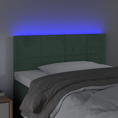 vidaXL Tête de lit à LED Vert foncé 100x5x78/88 cm Velours