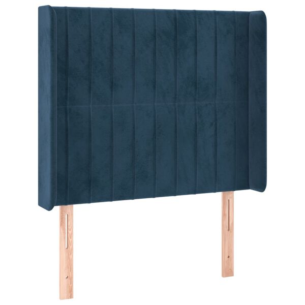 vidaXL T&ecirc;te de lit avec oreilles Bleu fonc&eacute; 93x16x118/128 cm Velours