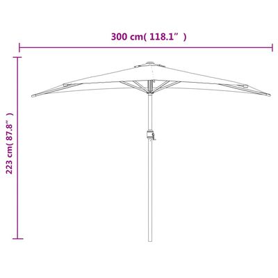 vidaXL Parasol de balcon et mât en aluminium Terre cuite 300x155x223cm