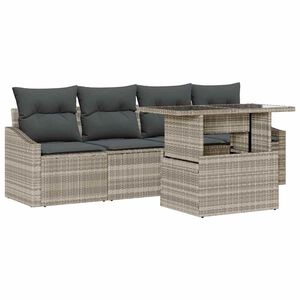 vidaXL Ensemble de canap&eacute; de jardin 5 pc Gris clair polyrotin
