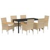 vidaXL Ensemble de salle &agrave; manger pour jardin 7 pc Beige polyrotin