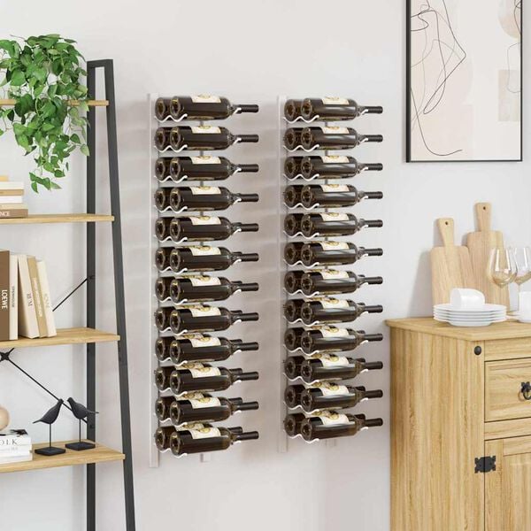 vidaXL Casier &agrave; vin mural pour 24 bouteilles 2 pcs Blanc Fer