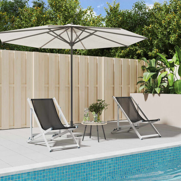 vidaXL Chaises de plage pliantes lot de 2 gris aluminium et textil&egrave;ne