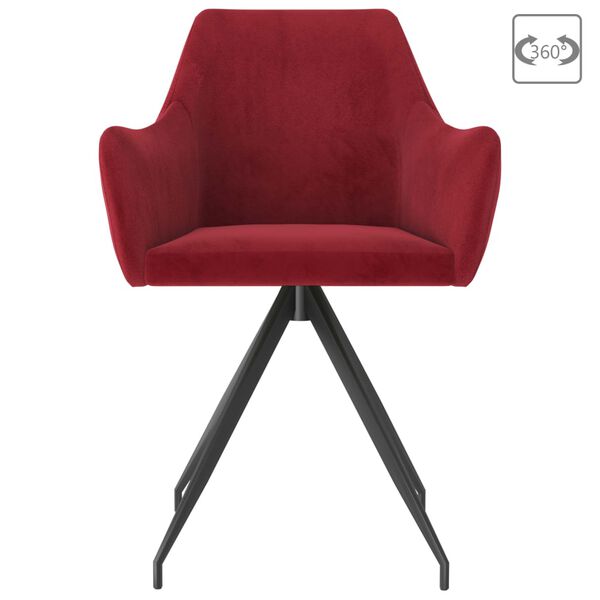 vidaXL Chaises &agrave; manger lot de 2 Rouge bordeaux Velours