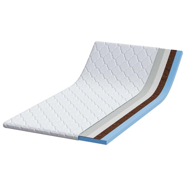 vidaXL Surmatelas en Coco Blanc 90 x 190 x 5 cm Tissu Jacquard