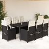 vidaXL Ensemble &agrave; manger de jardin 9pcs coussins noir r&eacute;sine tress&eacute;e