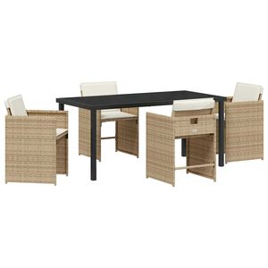 vidaXL Ensemble de salle &agrave; manger pour jardin 5 pcs Beige polyrotin