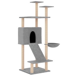 vidaXL Arbre &agrave; chat avec griffoirs en sisal Gris clair 153 cm