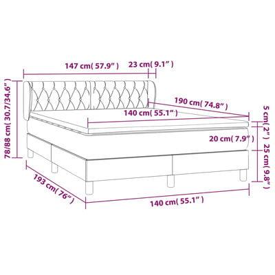 vidaXL Sommier à lattes de lit et matelas Bleu foncé 140x190cm Velours