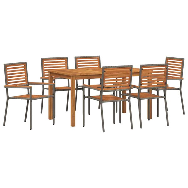 vidaXL Ensemble de salle &agrave; manger pour jardin 7 pcs Gris