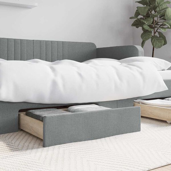 vidaXL Tiroirs de lit 2 pcs gris clair bois d'ing&eacute;nierie et tissu