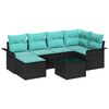 vidaXL Ensemble de canap&eacute; de jardin avec coussin 7 pcs Noir Poly rotin