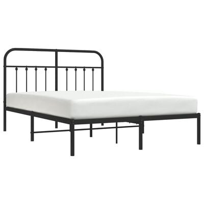 vidaXL Cadre de lit métal sans matelas avec tête de lit noir 150x200cm