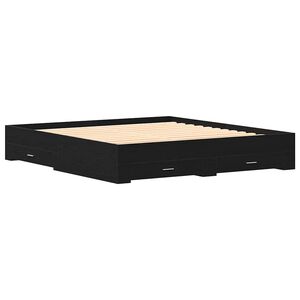 vidaXL Cadre de lit Ch&ecirc;ne noir 180 x 200 cm Bois d'ing&eacute;nierie