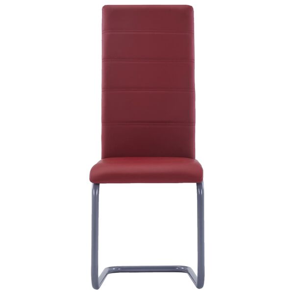 vidaXL Chaises &agrave; manger cantilever lot de 4 rouge similicuir