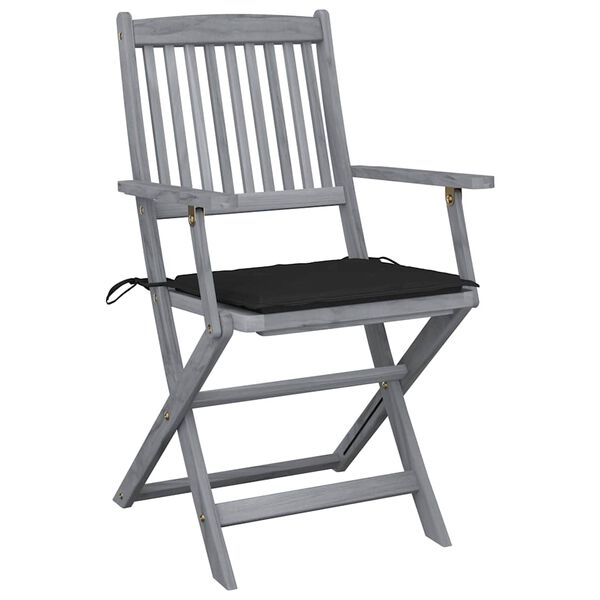 vidaXL Chaises pliables d'ext&eacute;rieur lot de 4 et coussins Bois d'acacia