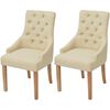 vidaXL Chaises &agrave; manger lot de 2 cr&egrave;me tissu
