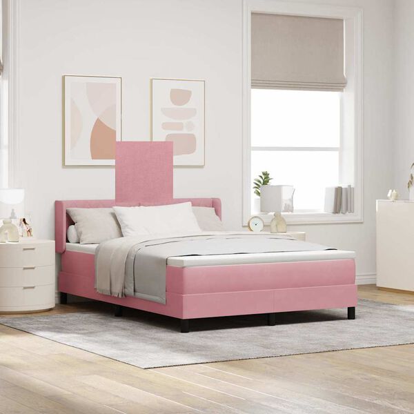 vidaXL Lit &agrave; ressorts avec matelas Rose 200 x 140 cm Velours