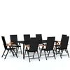 vidaXL Ensemble &agrave; manger de jardin 9 pcs Noir