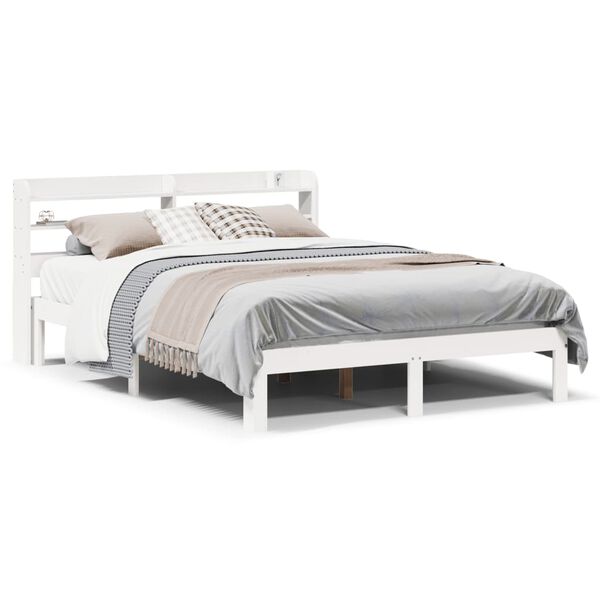 vidaXL Cadre de lit avec t&ecirc;te de lit sans matelas blanc 140x200 cm