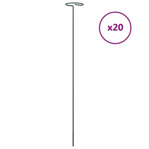 vidaXL Piquets pour plantes de jardin 20 pcs vert fonc&eacute; 61 cm acier