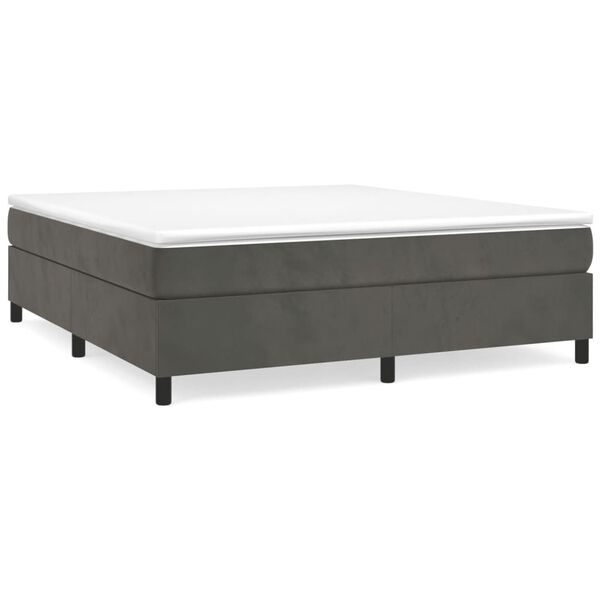 vidaXL Sommier &agrave; lattes de lit et matelas Gris fonc&eacute; 180x200cm Velours
