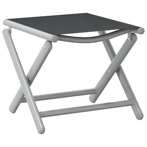 vidaXL Repose-pied pliable noir et argent&eacute; textil&egrave;ne et aluminium