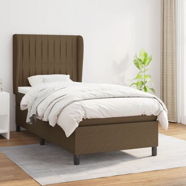 vidaXL Sommier &agrave; lattes de lit avec matelas Marron fonc&eacute; 80x200 cm