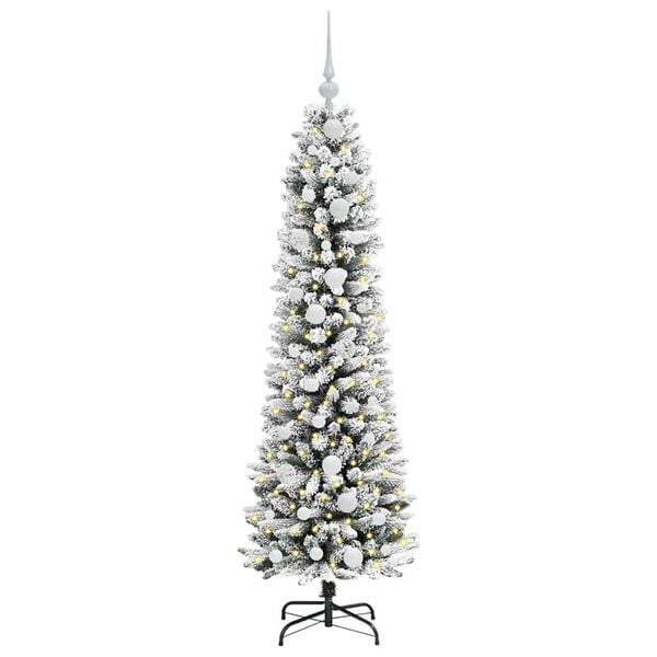 vidaXL Sapin de No&euml;l artificiel Blanc 150 cm PVC, m&eacute;tal et plastique
