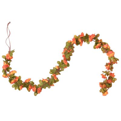 vidaXL Guirlandes de fleurs de Noël 6 pcs orange 250 cm