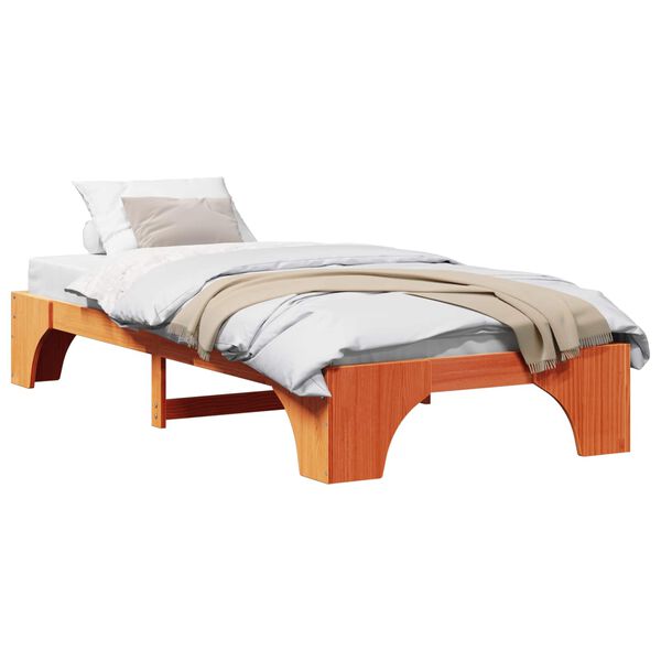 vidaXL Cadre de lit Brun cire 90 x 200 cm Pin massif