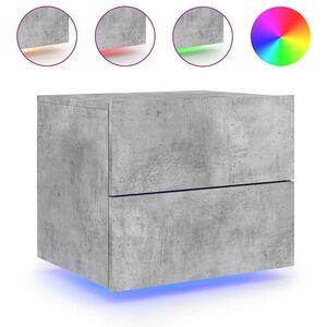 vidaXL Table de chevet murale avec lumi&egrave;res LED gris b&eacute;ton