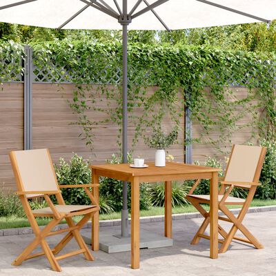 vidaXL Chaises de jardin lot de 2 beige bois d'acacia massif et tissu