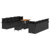 vidaXL Ensemble de canap&eacute; de jardin avec coussin 11 pcs Noir polyrotin