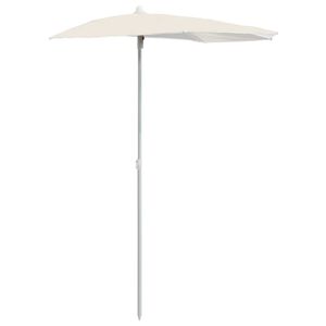 vidaXL Demi-parasol de jardin avec m&acirc;t 180x90 cm sable
