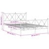 vidaXL Cadre de lit m&eacute;tal sans matelas et pied de lit blanc 140x200 cm