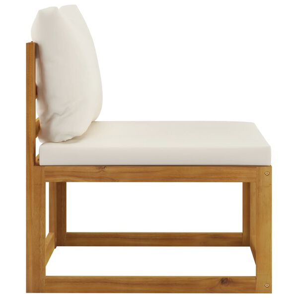 vidaXL Canapé central sectionnel et coussin blanc crème Bois d'acacia