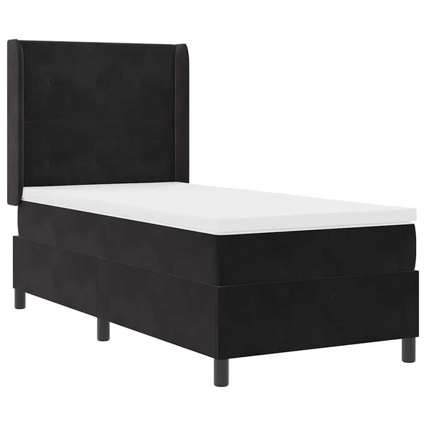 vidaXL Lit &agrave; ressorts avec matelas Noir 80 x 200 cm Velours
