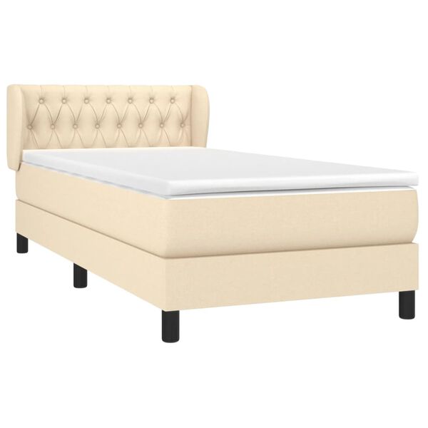 vidaXL Sommier &agrave; lattes de lit avec matelas Cr&egrave;me 90x200 cm Tissu