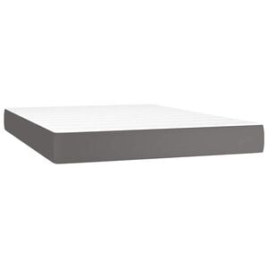 vidaXL Matelas de lit &agrave; ressorts ensach&eacute;s fermet&eacute; moyenne Gris 140x200x20cm Similicuir