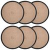 vidaXL Placemets en jute 6 pcs Naturel et noir &Oslash; 30 cm
