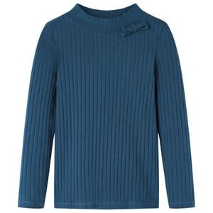 T-shirt enfants &agrave; manches longues tricot c&ocirc;tel&eacute; bleu marine 104