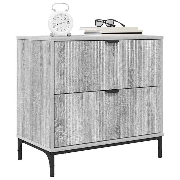 vidaXL Table de chevet Sonoma gris 63,5 x 36 x 61 cm Bois d'ing&eacute;nierie