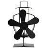 vidaXL Ventilateur de po&ecirc;le aliment&eacute; par chaleur 5 pales Noir