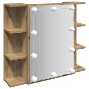 vidaXL Armoire &agrave; miroir avec LED ch&ecirc;ne artisanal 70x16,5x60 cm